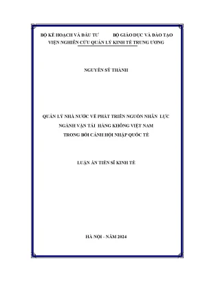 Quản lý nhà nước về phát triển nguồn nhân lực ngành vận tải hàng không việt nam trong bối cảnh hội nhập quốc tế