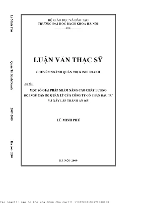 Một số giải pháp nhằm nâng ao chất lượng đội ngũ cán bộ quản lý của công ty cổ phần đầu tư và xây lắp thành an 665