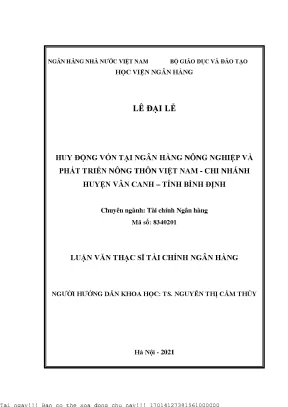 Huy động vốn tại ngân hàng nông nghiệp và phát triển nông thôn việt nam chi nhánh huyện vân canh tỉnh bình định