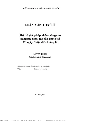 Một số giải pháp nhằm nâng ao năng lự lãnh đạo ấp trung tại ông ty nhiệt điện uông bí