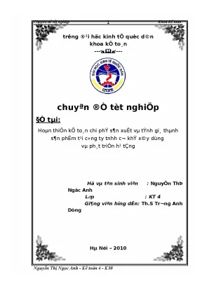 Hoàn thiện kế toán chi phí sản xuất và tính giá thành sản phẩm tại công ty tnhh cơ khí xây dựng và phát triển hạ tầng