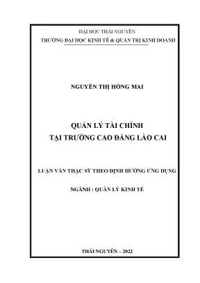 Quản lý tài chính tại trường cao đẳng lào cai