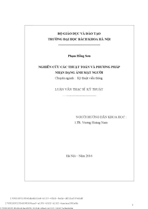 Nghiên ứu á thuật toán và phương pháp nhận dạng ảnh mặt người