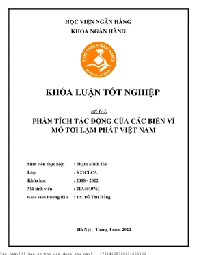 Phân tích tác động của các biển vĩ mô tới lạm phát việt nam