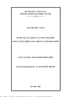 Đánh giá tá động ủa sóng hài đến hất lượng điện năng trong lưới phân phối