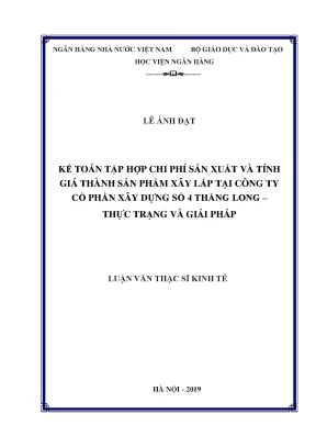 Kế toán tập hợp chi phí sản xuất và tính giá thành sản phẩm xây lắp tại công ty cổ phần xây dựng số 4 thăng long thực trạng và giải pháp