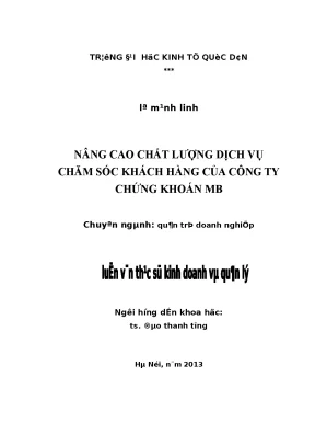 Nâng cao chất lượng dịch vụ chăm sóc khách hàng của công ty chứng khoán mb