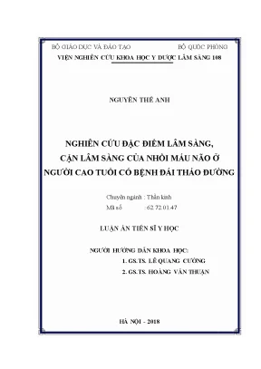 Nghiên cứu đặc điểm lâm sàng cận lâm sàng của nhồi máu não ở người cao tuổi có bệnh đái tháo đường