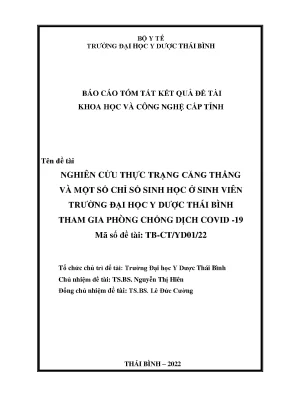 Nghiên cứu thực trạng căng thẳng và một số chỉ số sinh học ở sinh viên trường đại học y dược thái bình tham gia phòng chống dịch covid 19