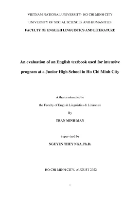 An evaluation of an english textbook used for intensive program at a junior high school in ho chi minh city