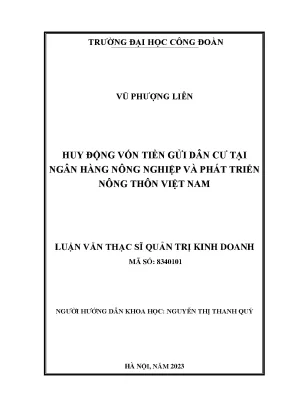 Huy động vốn tiền gửi dân cư tại ngân hàng nông nghiệp và phát triển nông thôn việt nam chi nhánh tràng an