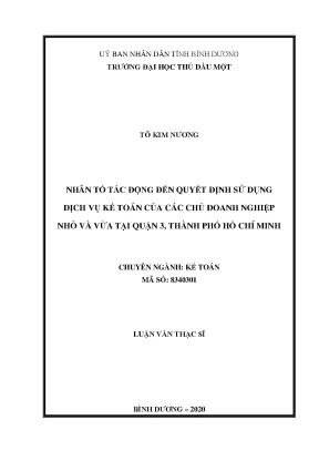 Uận văn thạc sĩ kế toán nhân tố tác động đến quyết định sử dụng dịch vụ kế toán của các chủ doanh nghiệp nhỏ và vừa tại quận 3