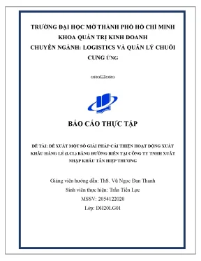 Đề xuất một số giải pháp cải thiện hoạt động xuất khẩu hàng lẻ lcl bằng đường biển tại công ty tnhh xuất nhập khẩu tân hiệp thương