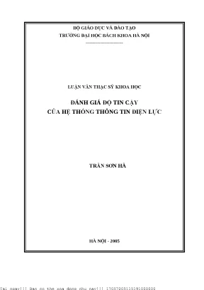 Đánh giá độ tin ậy của hệ thống thông tin điện lực
