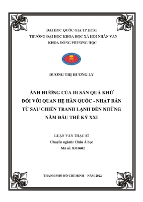 Ảnh hưởng của di sản quá khứ đối với quan hệ hàn quốc nhật bản từ sau chiến tranh lạnh đến những năm đầu thế kỷ xxi