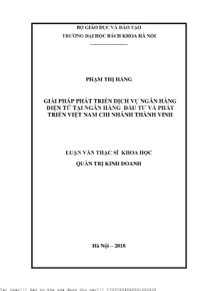Giải pháp phát triển dịh vụ ngân hàng điện tử tại ngân hàng đầu tư và phát triển việt nam chi nhánh thành vinh
