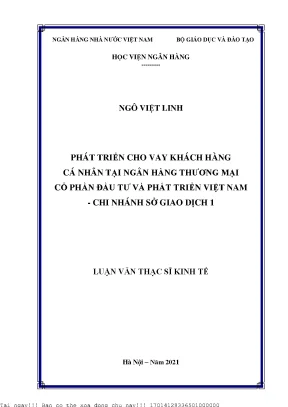 Phát triển cho vay khách hàng cá nhân tại ngân hàng tmcp đầu tư và phát triển việt nam chi nhánh sở giao dịch 1