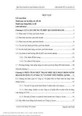 Giải pháp nâng ao hiệu quả kinh doanh tại công ty cổ phần đầu tư và phát triển hạ tầng viễn thông acom