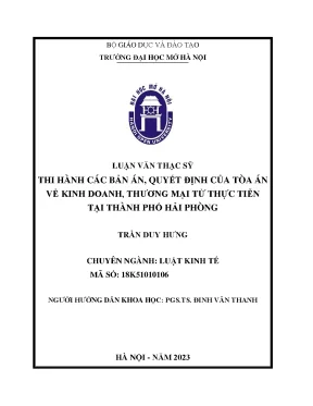 Thi hành các bản án quyết định của tòa án về kinh doanh thương mại từ thực tiễn tại thành phố hải phòng