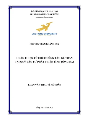 Hoàn thiện tổ chức công tác kế toán tại quỹ đầu tư phát triển tỉnh đồng nai