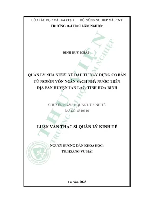 Quản lý nhà nước về đầu tư xây dựng cơ bản từ nguồn vốn ngân sách nhà nước trên địa bàn huyện tân lạc tỉnh hòa bình