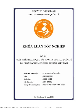 Phát triển hoạt động tài trợ thương mại quốc tế tại ngân hàng thương mại cổ phần công thương việt nam