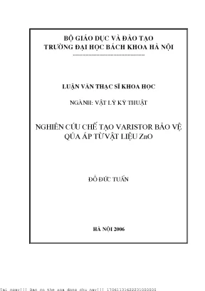 Nghiên ứu hế tạo varistor bảo vệ quá áp từ vật liệu zno
