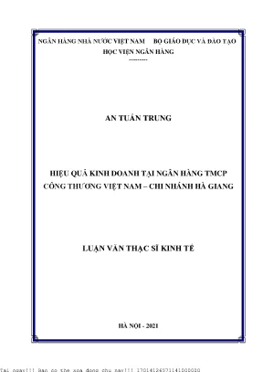 Hiệu quả kinh doanh tại ngân hàng tmcp công thương việt nam chi nhánh hà giang