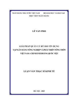 Giải pháp quả lý rủi ro tín dụng tại ngân hàng nông nghiệp và phát triển nông thôn việt nam chi nhánh hoàng quốc việt