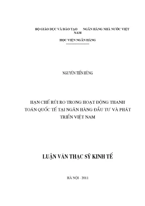 Hạn chế rủi ro trong hoạt động thanh toán quốc tế tại ngân hàng đầu tư và phát triển việt nam