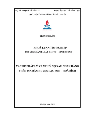 Vấn đề pháp lý về xử lý nợ xấu ngân hàng trên địa bàn huyện lạc sơn hoà bình