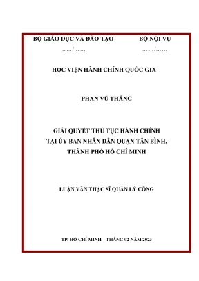 Giải quyết thủ tục hành chính tại ủy ban nhân dân quận tân bình thành phố hồ chí minh