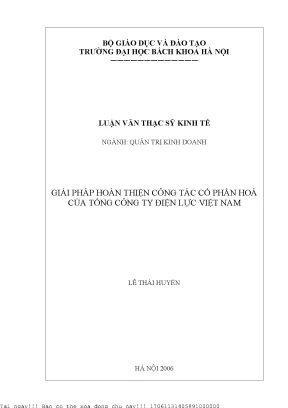 Giải pháp hoàn thiện ông tá ổ phần hoá ủa tổng ông ty điện lự việt nam