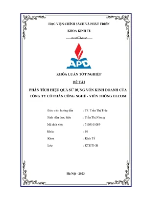 Phân tích hiệu quả sử dụng vốn kinh doanh của ctcp công nghệ viễn thông elcom