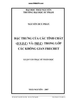 Đặc trưng của các tính chất d n d z và wdz trong lớp các không gian prechet