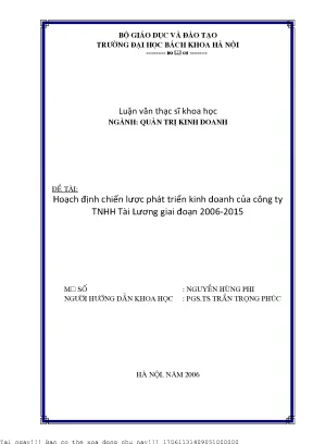 Hoạh định hiến lượ phát triển kinh doanh ủa công ty tnhh tài lương giai đoạn 2006 2015
