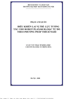 Điều khiển lai vị trí lự tương tá ho robot planar ba bậ tự do theo phương pháp thíh nghi