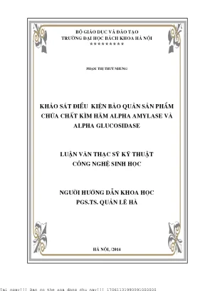 Khảo sát điều kiện bảo quản sản phẩm hứa hất kìm hãm alpha amylase và alpha gluosidase