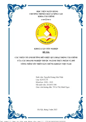 Các nhân tố ảnh hưởng đến hiệu quả hoạt động tài chính của các doanh nghiệp thuộc ngành thực phẩm và đồ uống niêm yết trên sàn chứng khoán việt nam
