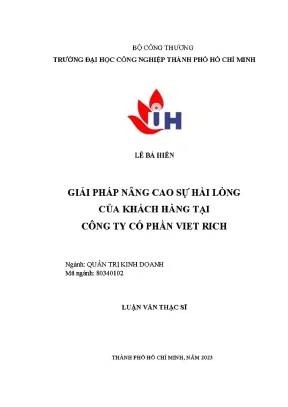 Giải pháp nâng cao sự hài lòng của khách hàng tại công ty cổ phần viet rich