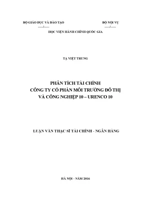 Phân tích tài chính công ty cổ phần môi trường đô thị và công nghiệp 10 urenco 10