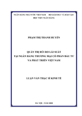 Quản trị rủi ro lãi suất tại ngân hàng thương mại cổ phần đầu tư và phát triển việt nam