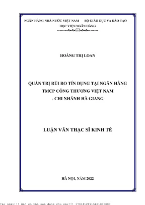 Quản trị rủi ro tín dụng tại ngân hàng tmcp công thương việt nam chi nhánh hà giang