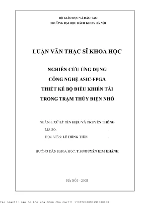 Nghiên ứu ứng dụng công nghệ asic fpga thiết kế bộ điều khiển tải trong trạm thuỷ điện nhỏ