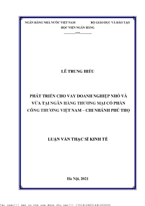 Tăng cường cho vay doanh nghiệp nhỏ và vừa tại ngân hàng thương mại cổ phần công thương việt nam chi nhánh phú thọ