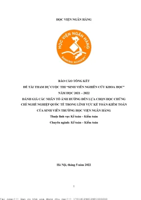 Đánh giá các nhân tố ảnh hưởng đến lựa chọn học chứng chỉ nghề nghiệp quốc tế trong lĩnh vực kế toán kiểm toán của sinh viên trường học viện ngân hàng