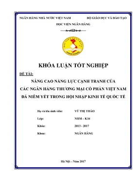 Nâng cao năng lực cạnh tranh của các ngân hàng thương mại cổ phần việt nam đã niêm yết trong hội nhập kinh tế quốc tế