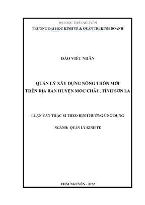 Quản lý xây dựng nông thôn mới trên địa bàn huyện mộc châu tỉnh sơn la