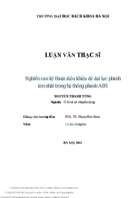 Nghiên ứu kỹ thuật điều khiển để đạt lự phanh lớn nhất trong hệ thống phanh abs