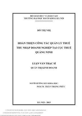 Hoàn thiện ông tá quản lý thuế thu nhập doanh nghiệp tại cụ thuế quảng ninh